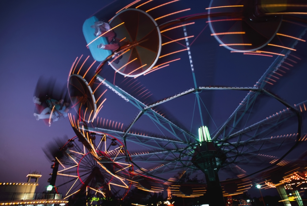 Montjuich Fun Fair At Night Poster Print, 38 x 24 - Large