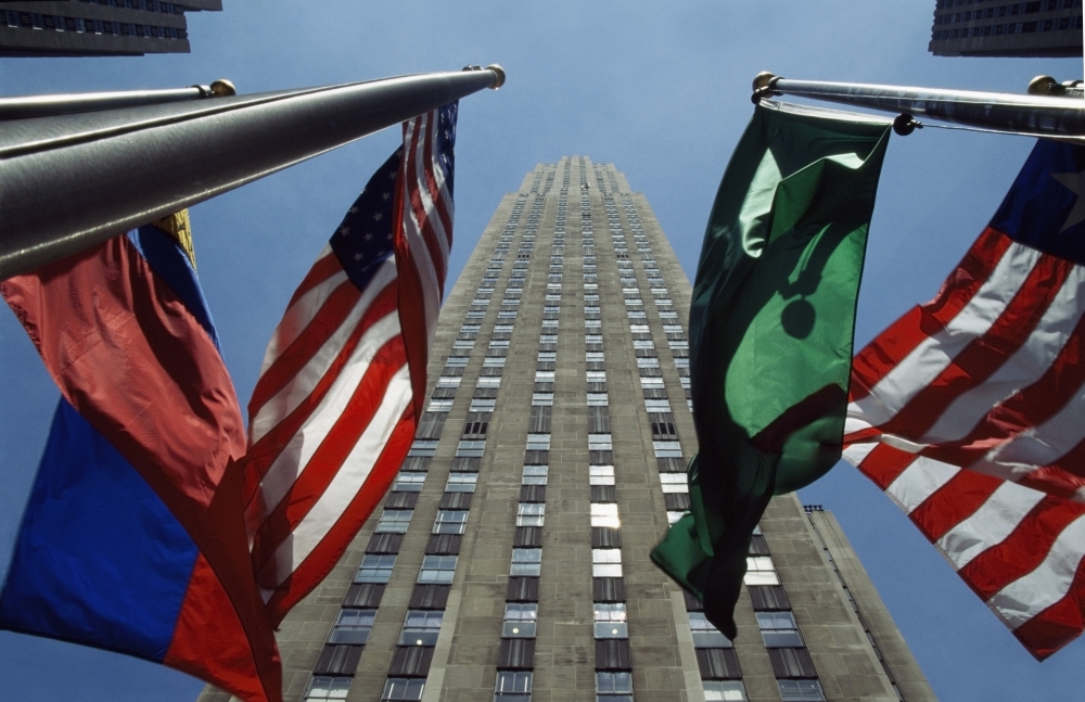 Rockefeller Centre Rca Building & Flags Poster Print, 38 x 24 - Large