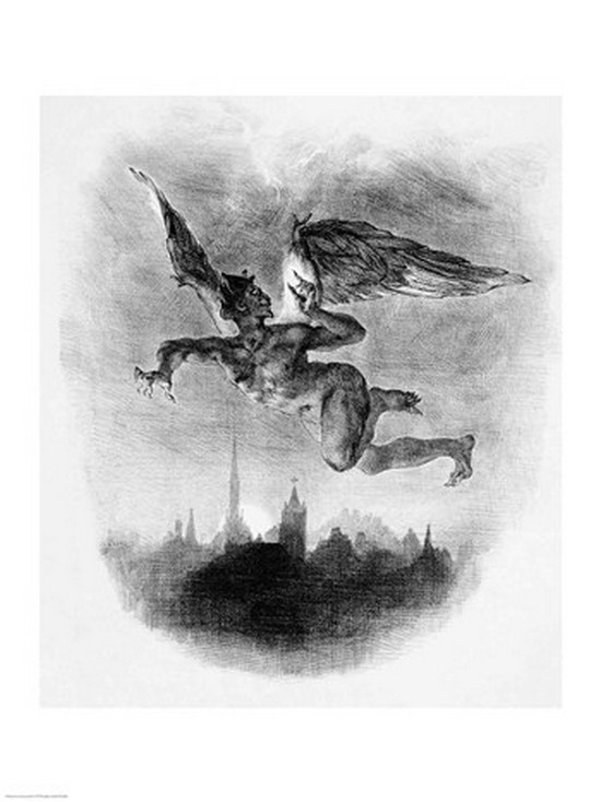 BALXJF61648LARGE Mephistopheles Prologue in The Sky From Goethes Faust 1828 Poster Print by Eugene Delacroix - 24 x 36 in. - Large