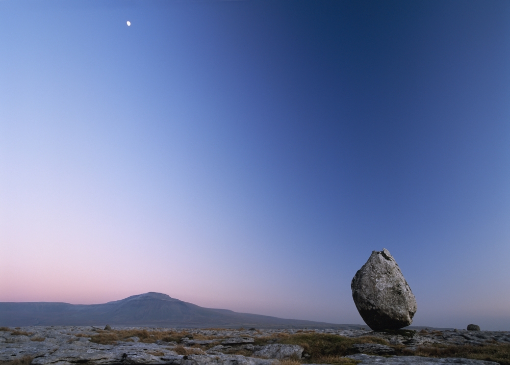 Boulder On Limestone Pavement At Dusk Poster Print