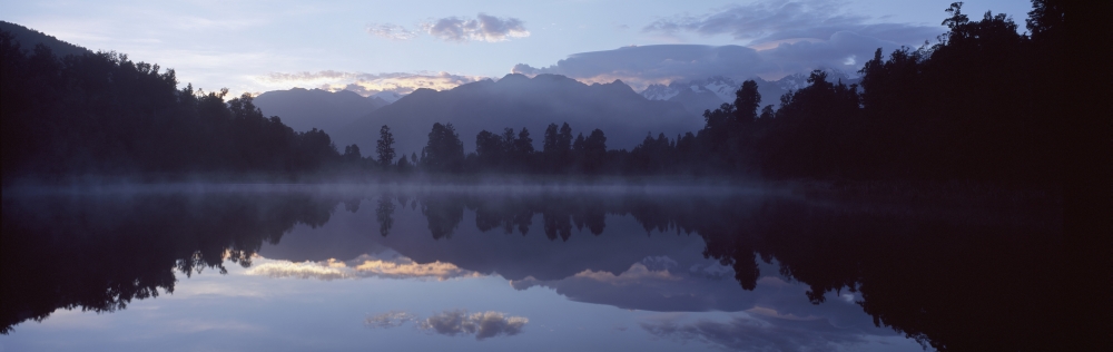 Lake Matheson At Dusk Poster Print, 36 x 12 - Large