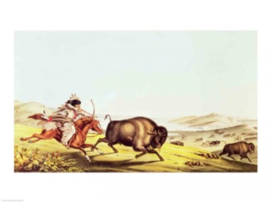 Hunting The Buffalo Poster Print - 24 x 18 in.