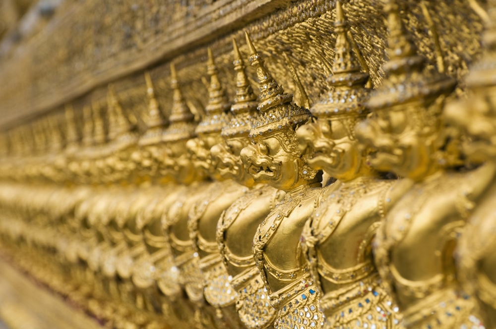 Statues Surrounding Wat Phra Kaew Temple Poster Print, 38 x 24 - Large