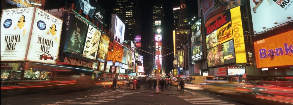 DPI1891994 Times Square In Midtown Manhattan Illuminated At Night Poster Print, 35 x 12