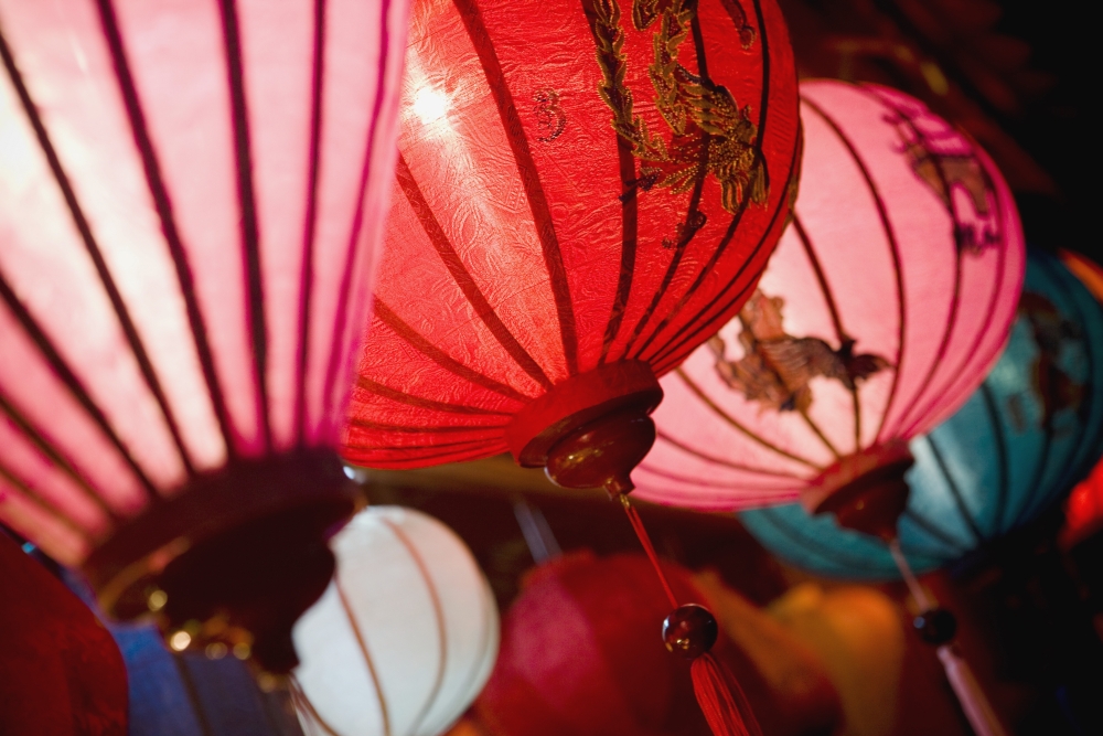 Silk Lanterns Illuminated At Night In Hoi An Poster Print, 38 x 24 - Large