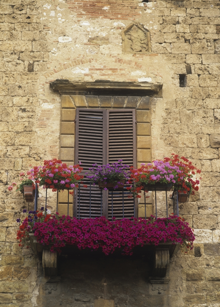 Flower Covered Balcony Poster Print - 13 x 18