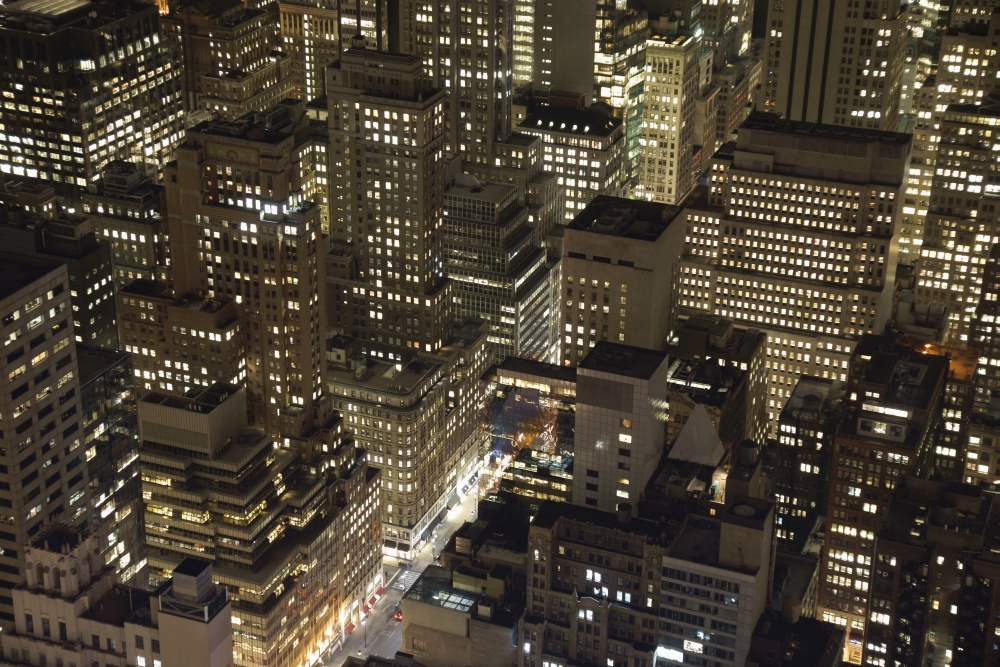 Midtown Manhattan Illuminated At Night Poster Print - 38 x 24 - Large