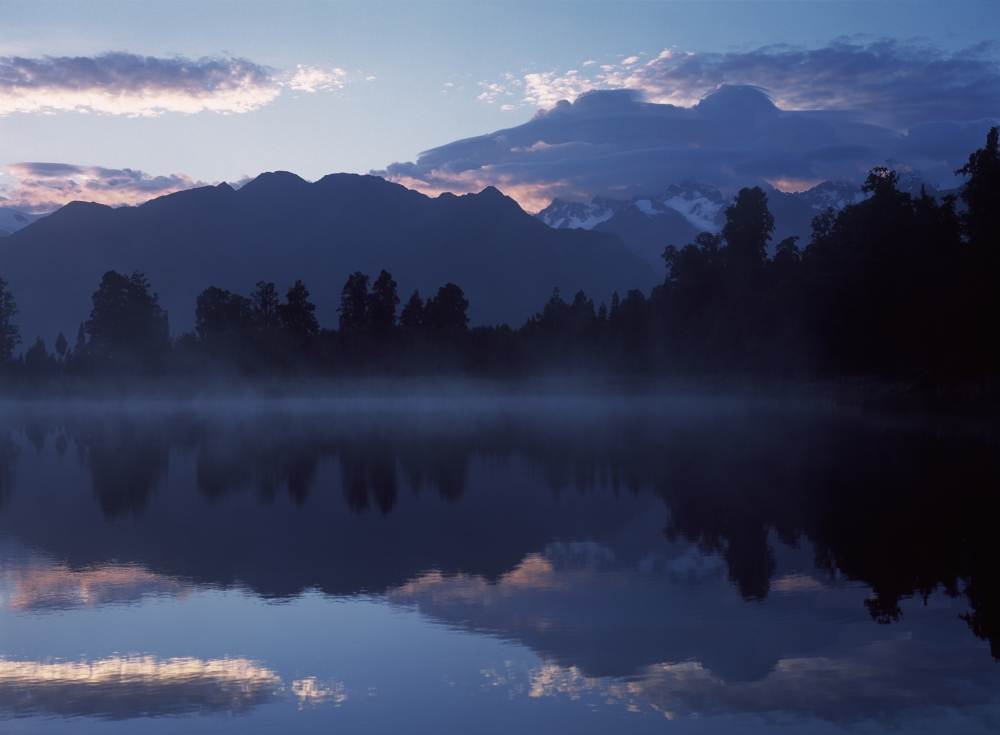 Lake Matheson At Dawn Poster Print, 18 x 13