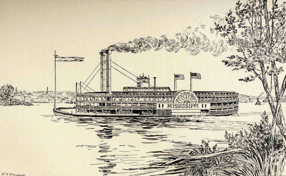 Picture of Posterazzi DPI1903531LARGE A Mississippi Steamer Off St. Louis. Illustration By E.H. Fitchew From The Book American Notes By Charles Dickens Poster Print, 36 x 22 - Large