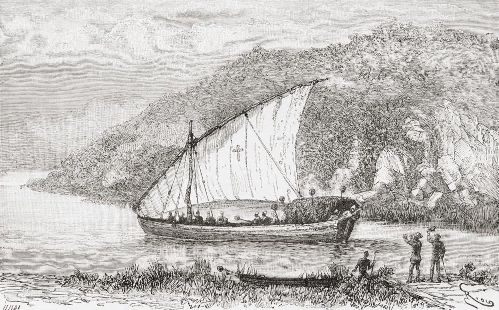 Picture of Posterazzi DPI1903512LARGE A Dhow On The Congo River In The 19th Century From The Book Africa Pintoresca Published 1888 Poster Print, 36 x 22 - Large