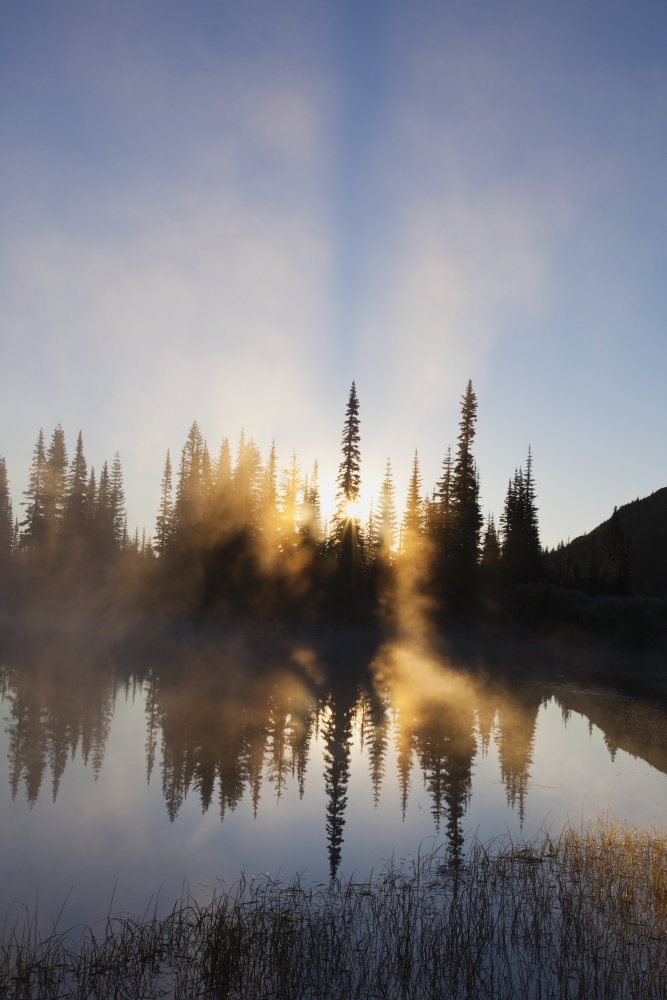 Sunrise Reflected In Reflection Lake In Mt. Rainier National Park - Washington, United States of America Poster Print, 12 x 19