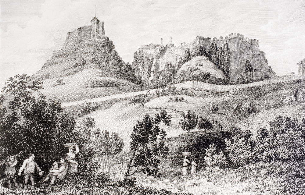 Picture of   Carisbrooke Castle Near Newport&#44; Isle of Wight&#44; England Where Charles I Was Imprisoned Before His Trial From Memoirs of The Martyr King By Allan Fea Published 1905 Poster Print&#44; 18 x 11