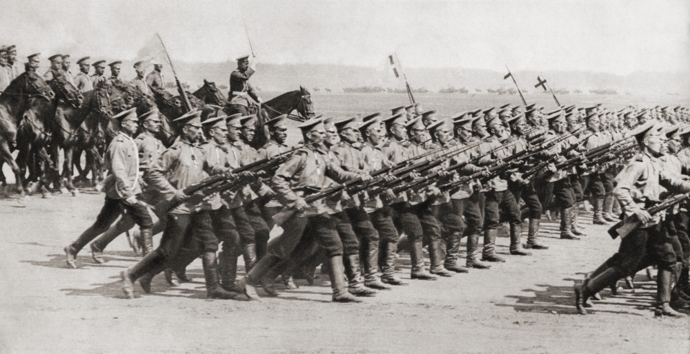 Russian Infantry Regiment Marching In Fighting Kit During World War I From The Illustrated War News, 1914 Poster Print, 42 x 22 - Large