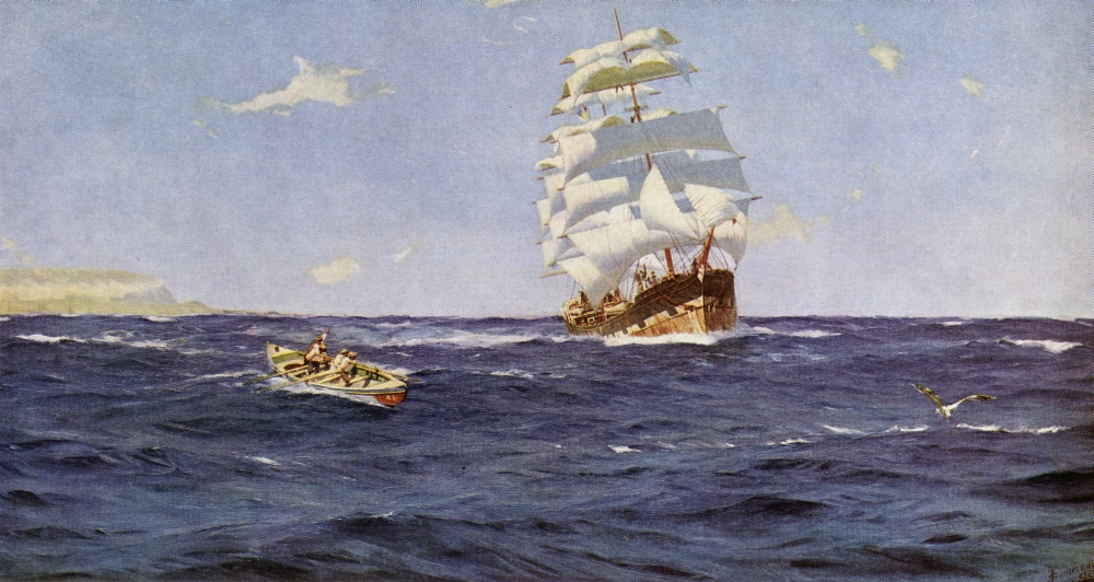 Picture of   Off Valparaiso. Painting By Thomas Jaques Somerscales. A Clipper Under Sail From The Worlds Greatest Paintings Published By Odhams Press&#44; London&#44; 1934 Poster Print&#44; 40 x 20 - Large