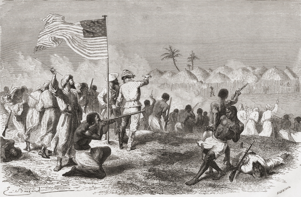 DPI1903619 Stanleys Attack On Zimbizo During His Expedition In 1871 From El Mundo En La Mano Published 1878 Poster Print, 18 x 11