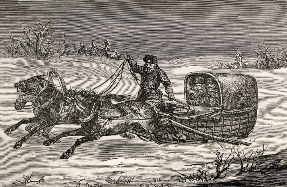 A Russian Covered Sledge In The Nineteenth Century From The Book From Paris to Pekin Over Siberian Snows Published 1889 Poster Print, 36 x 22 - Large
