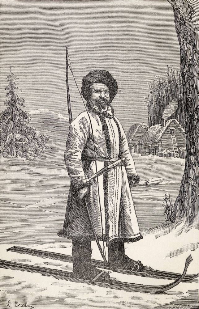 Picture of Posterazzi  A Native of Votiak&#44; Russia Wearing A Type of Ski & Carrying A Long Bow & Arrows From The Book From Paris to Pekin Over Siberian Snows Published 1889 Poster Print&#44; 11 x 18