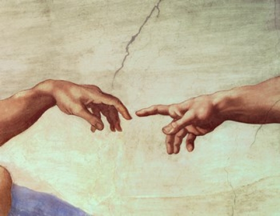 Hands of God & Adam Detail From The Creation of Adam From The Sistine Ceiling 1511 Poster Print by Michelangelo Buonarroti - 39 x 27 in. - Large
