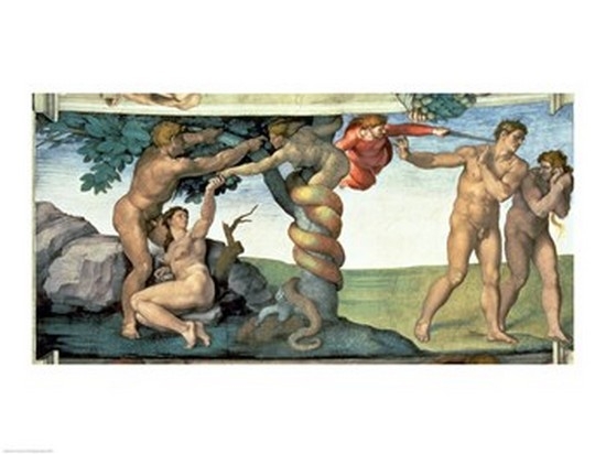 BALBAL167699LARGE Sistine Chapel Ceiling 1508-12 - The Fall of Man 1510 Poster Print by Michelangelo Buonarroti - 36 x 24 in. - Large