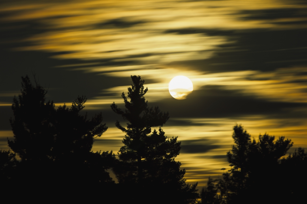 Moon & Clouds Mont-Saint-Bruno National Park Monteregie Region - Quebec Canada Poster Print - 38 x 24 in. - Large