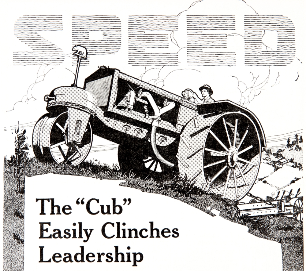 Historic Advertisement of Cub Tractor Emphasizing Speed in The Early 20th Century Poster Print - 32 x 28 in. - Large