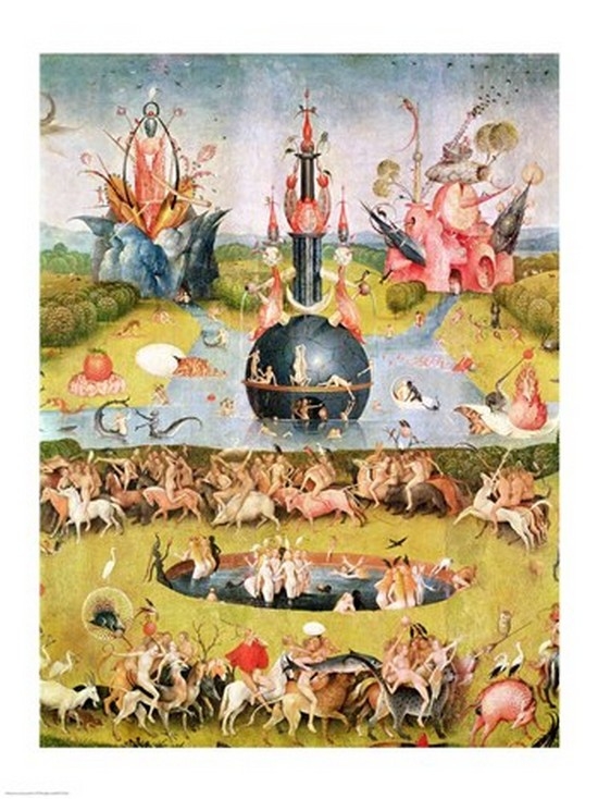 Picture of Posterazzi BALXIR177816LARGE The Garden of Earthly Delights - Allegory of Luxury Central Panel of Triptych C.1500 Print by Hieronymus Bosch - 24 x 36 in. - Large