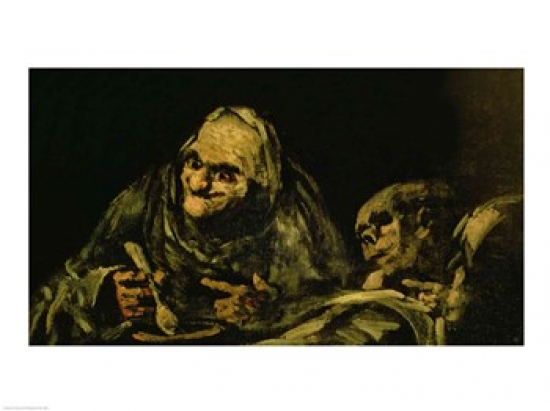 Two Old Men Eating One of The Black Paintings Poster Print by Francisco De Goya - 24 x 18 in.