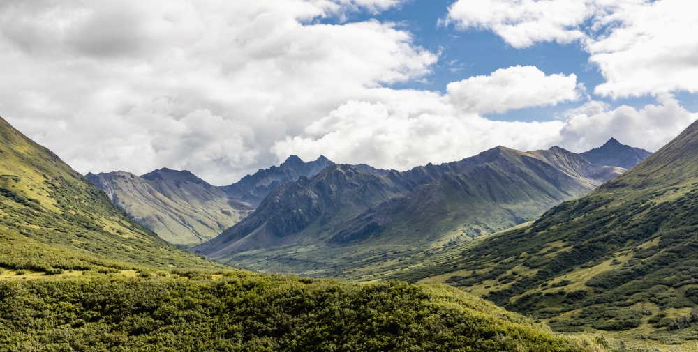 DPI12283199 Scenic View of The Talkeetna Mounts & The Mint Glacier Valley at Hatcher Pass South Central Alaska Summer Poster Print - 21 x 11 in.