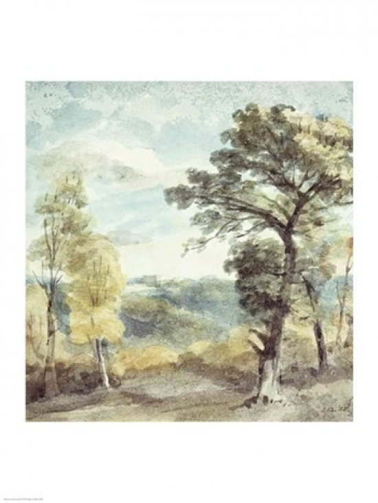 BALBAL22401 Landscape with Trees & A Distant Mansion Poster Print by John Constable - 18 x 24 in.