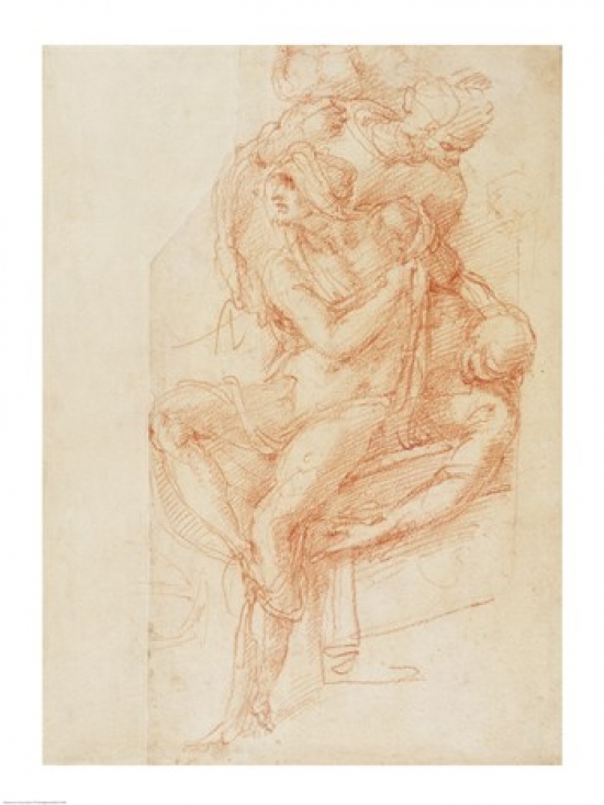 BALBAL37460 Study of Lazarus & Two Attendant Figure Poster Print by Michelangelo Buonarroti - 18 x 24 in.