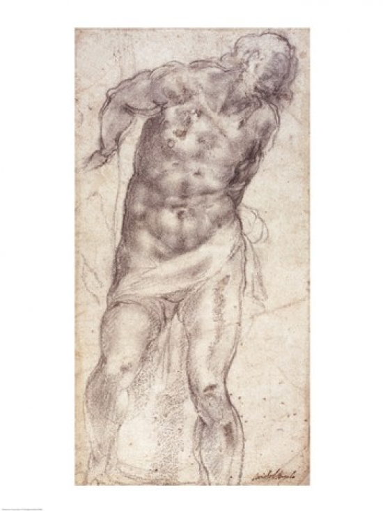 Figure Study Poster Print by Michelangelo Buonarroti - 18 x 24 in.