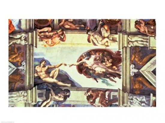 Sistine Chapel Ceiling Creation of Adam 1510 Poster Print by Michelangelo Buonarroti - 24 x 18 in.