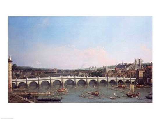 BALBAL9586LARGE Westminster Bridge From The North with Lambeth Palace in Distance Poster Print by Giovanni Antonio Canaletto - 36 x 24 in. - Large
