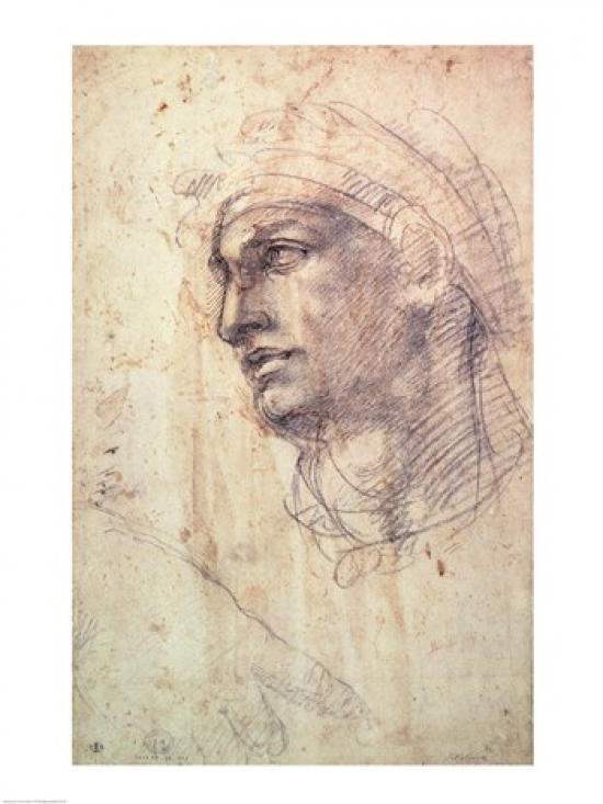 Study of A Head Poster Print by Michelangelo Buonarroti - 18 x 24 in.