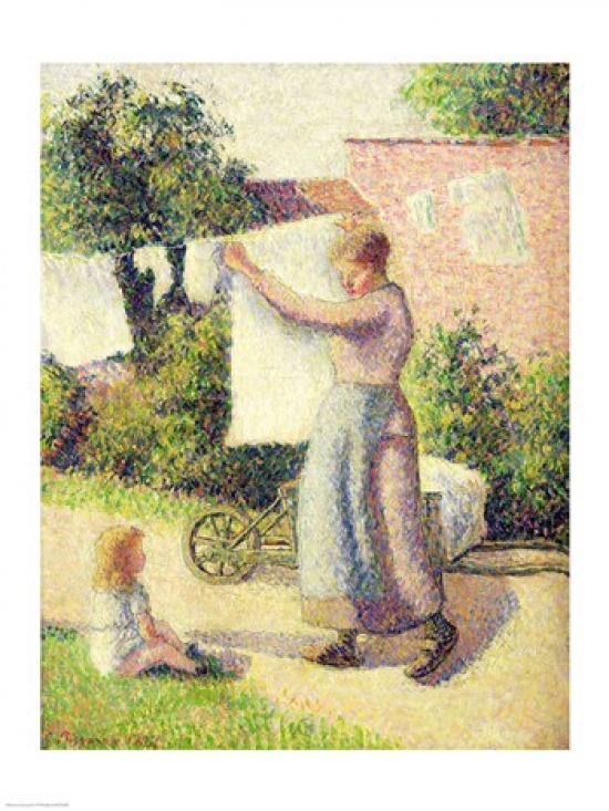 Picture of Posterazzi BALXIR15985 Woman Hanging Up The Washing 1887 Poster Print by Camille Pissarro - 18 x 24 in.
