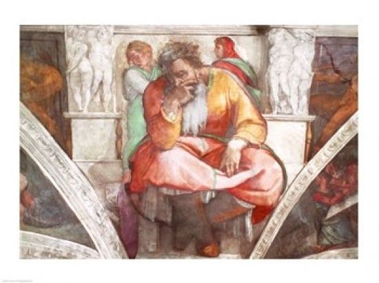 Sistine Chapel Ceiling - The Prophet Jeremiah Poster Print by Michelangelo Buonarroti - 36 x 24 in. - Large
