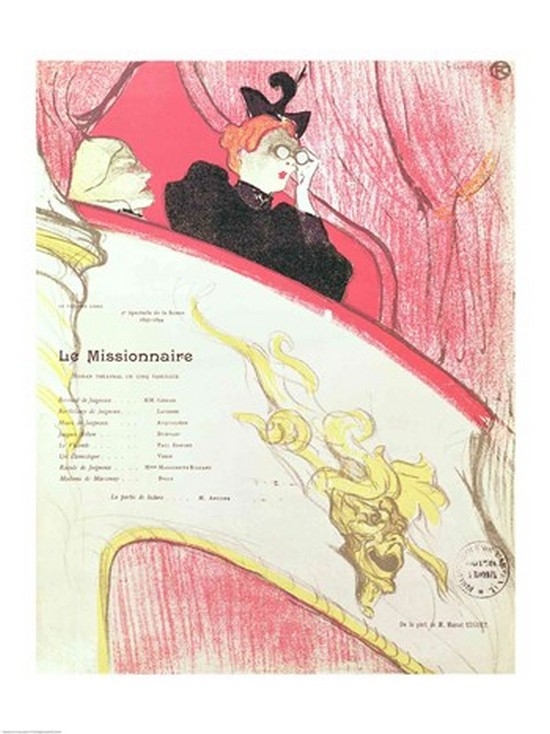 Picture of Posterazzi BALXIR212843LARGE Cover of A Programme for Le Missionaire at The Theatre Libre Poster Print by Henri De Toulouse-Lautrec - 24 x 36 in. - Large