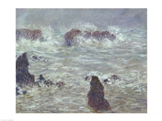 Picture of Posterazzi BALXIR2992LARGE Storm Off The Coast of Belle-Ile 1886 Poster Print by Claude Monet - 36 x 24 in. - Large