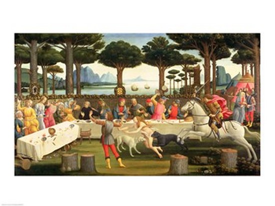 Picture of Posterazzi BALXIR38736 The Story of Nastagio Degli Onesti Nastagio Arranges A Feast at Which The Ghosts Reappear 1483-87 Print by Sandro - 24 x 18 in.