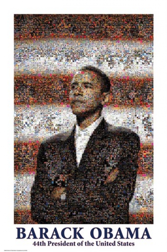 Obama Mosaic Poster Print by Dana Mccullough 24 x 36 in.