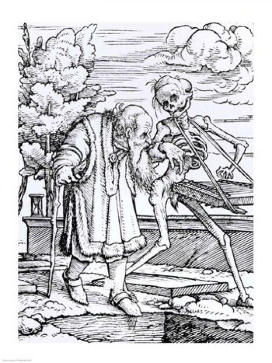 BALXJF143259 Death & The Old Man Poster Print by Hans Holbein - 18 x 24 in.