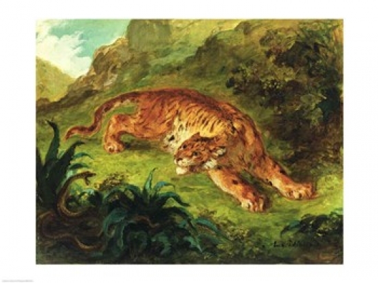 Tiger & Snake 1858 Poster Print by Eugene Delacroix - 36 x 24 in. - Large
