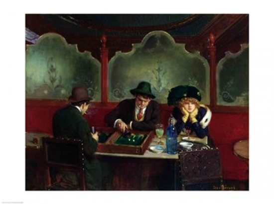 The Backgammon Players Poster Print by Jean Beraud - 36 x 24 in. - Large