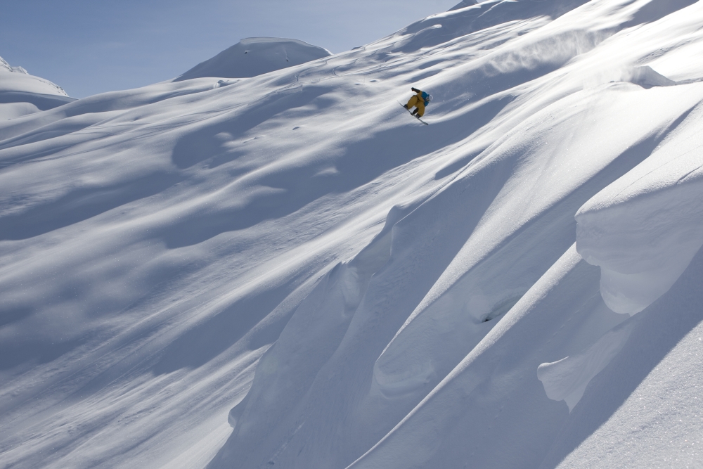 Professional Snowboarder Frederik Kalbermatten Heli Boarding in The Mountains Above Haines Southeast Alaska Poster Print - 38 x 24 in. - Large
