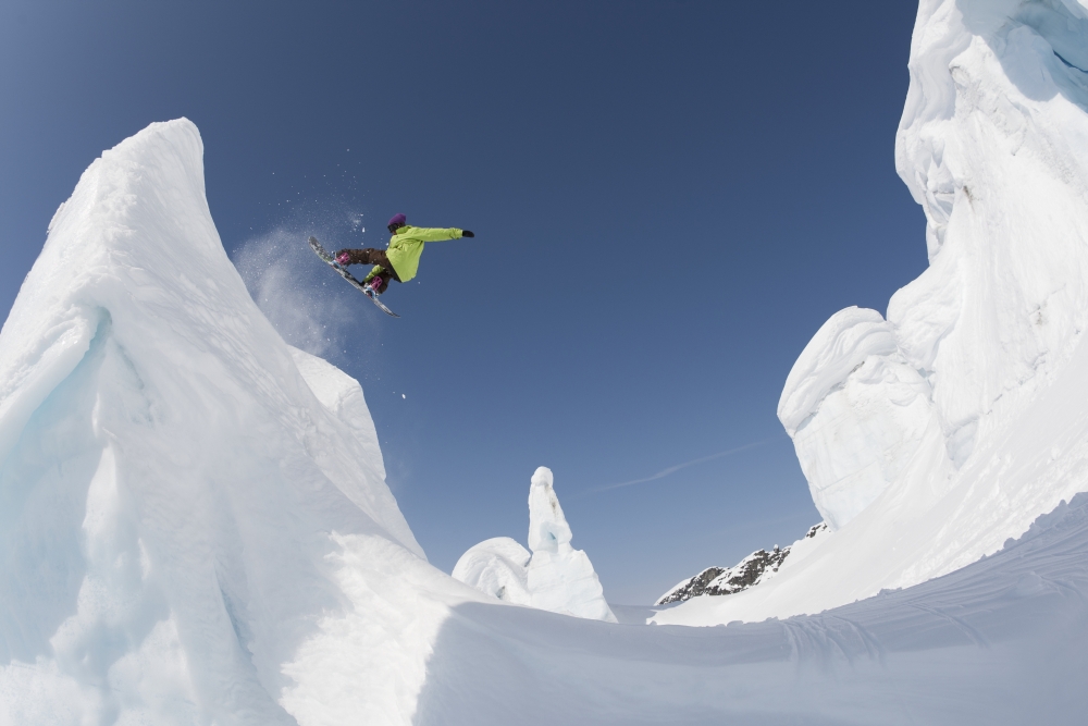 DPI12250953 Professional Snowboarder Kevin Pearce Extreme Snowboarding on Formations on A Glacier Haines Southeast Alaska Poster Print - 19 x 12 in.