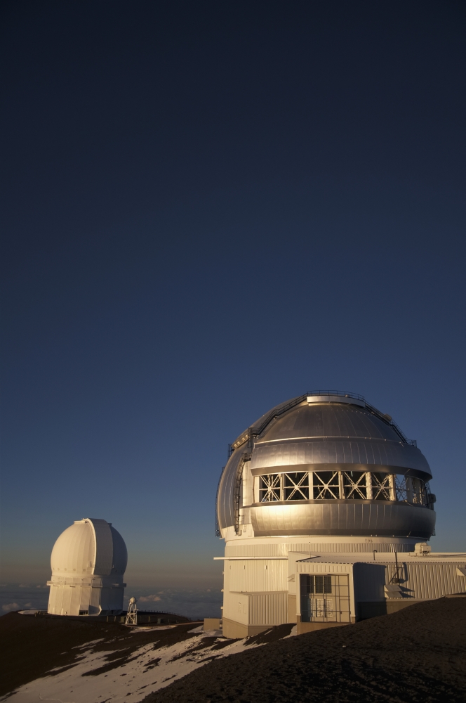 The Sun Sets Over The Summit of Mauna Kea & The Domed Observatories & Telescopes - Island of Hawaii 1 Poster Print - 13 x 20 in.