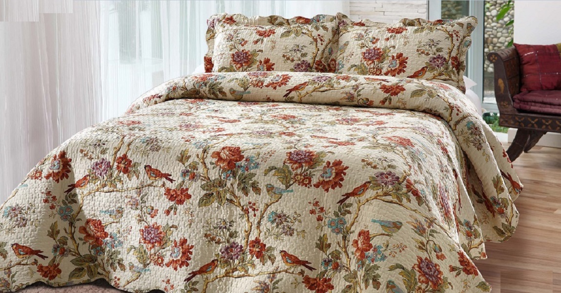 Picture of Bay Colony by Patch Magic SQQFIOR 92 x 96 in. Finch Orchard Set&#44; Super Queen&#44; 2-Standard Pillow Shams -3 Piece
