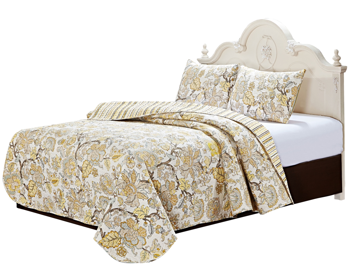 Picture of Bay Colony by Patch Magic SQQGOLE 92 x 96 in. Leaf Set&#44; Super Queen & 2-Standard Pillow Shams&#44; Gold - 3 Piece