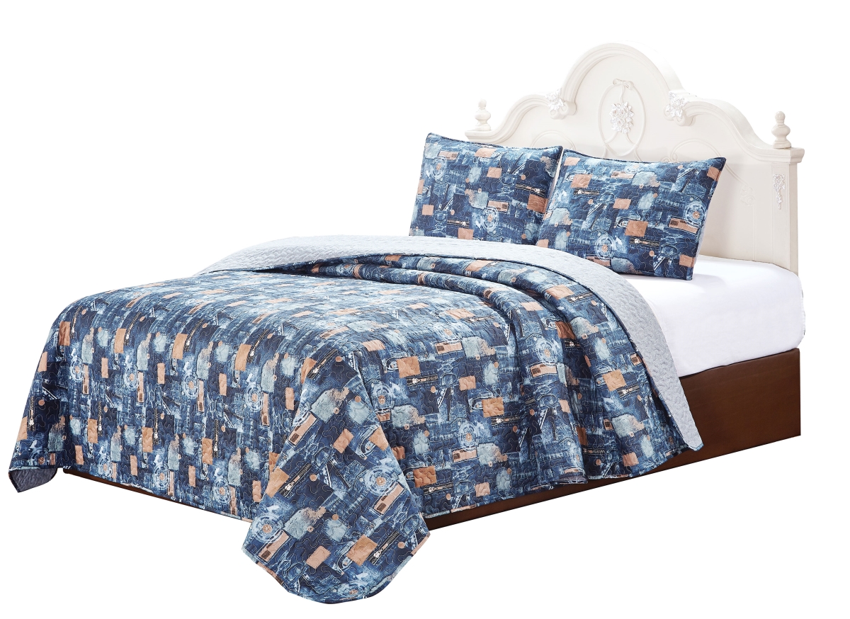 Picture of Bay Colony by Patch Magic SQKJEAN 103 x 111 in. Jeans Set&#44; Super King & 3-Standard Pillow Shams - 4 Piece