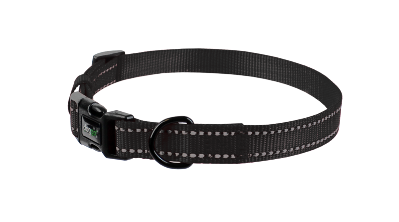 Picture of Pet Adventures DGO CLR BK SM 10 x 14 in. Nylon Collar with Reflective Stitching, Black - Small